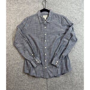 J. Crew Perfect Shirt Womens 12 Gray Polka Dot 100% Cotton Long Sleeve Button-Up